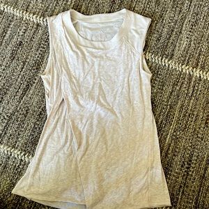Lululemon tank top with front drape, heathered beige, sz 6, loose fit